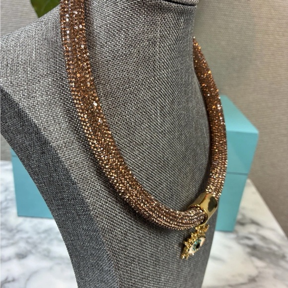Kurt Geiger Pave Crystal Evil Eye Rope Choker Necklace - NWT Retail $128 - Picture 4 of 7